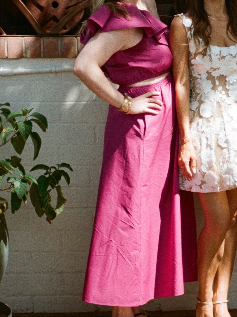 Mango Magenta One Shoulder Dress